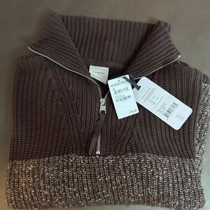 Varley Women’s Brown Half-Zip Rib & Marled Knit Sweater